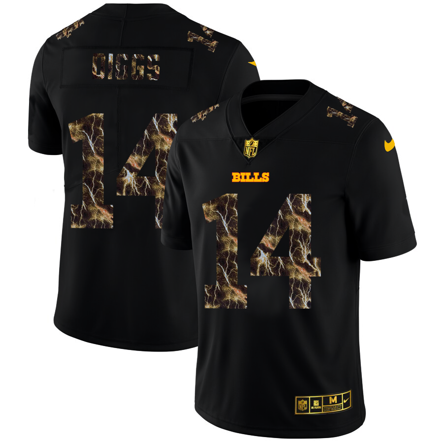 2020 Buffalo Bills #14 Stefon Diggs Men Black Nike Flocked Lightning Vapor Limited NFL Jersey
